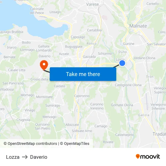 Lozza to Daverio map