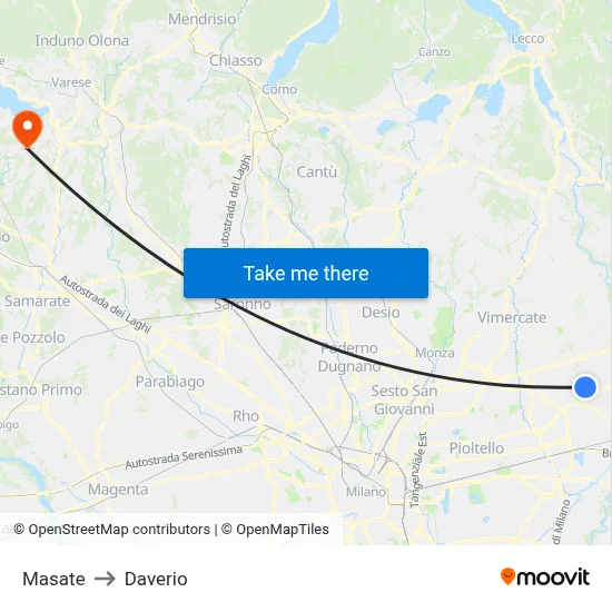 Masate to Daverio map