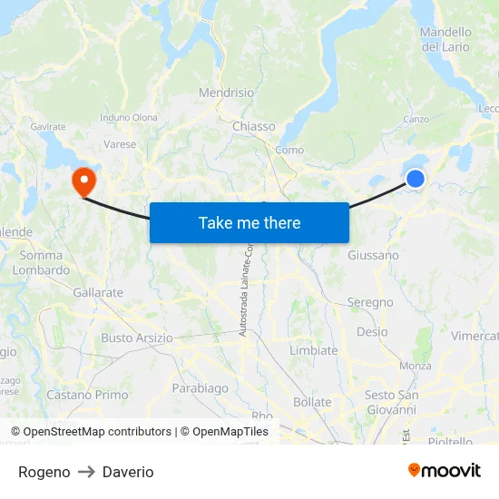 Rogeno to Daverio map