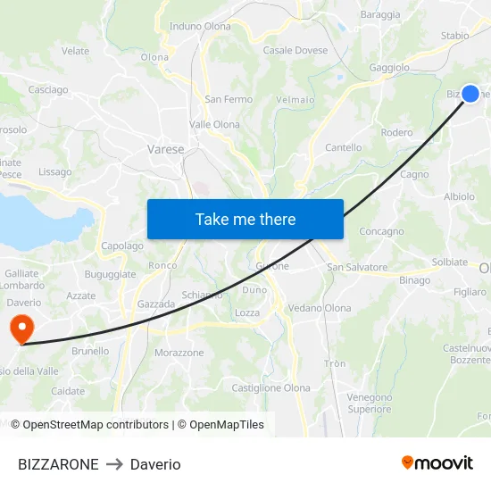 BIZZARONE to Daverio map