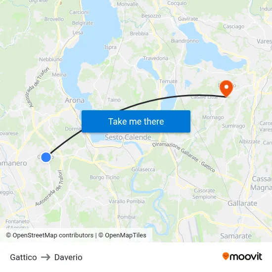 Gattico to Daverio map