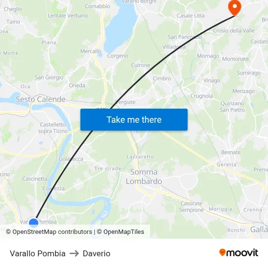 Varallo Pombia to Daverio map