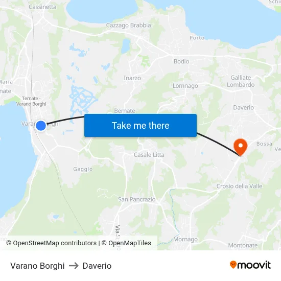 Varano Borghi to Daverio map