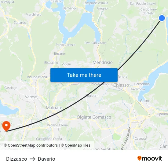 Dizzasco to Daverio map