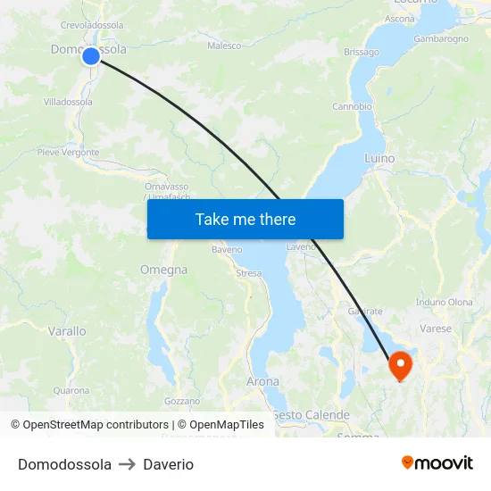 Domodossola to Daverio map