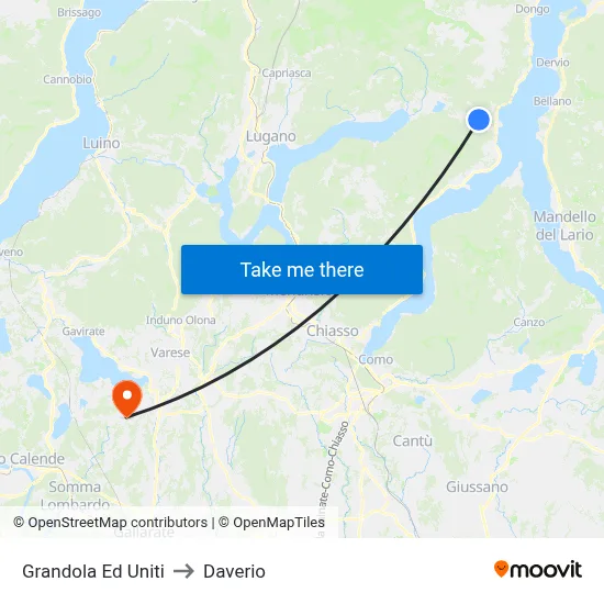 Grandola Ed Uniti to Daverio map