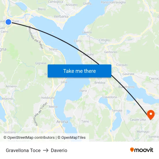 Gravellona Toce to Daverio map