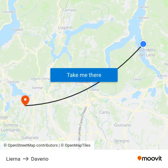 Lierna to Daverio map