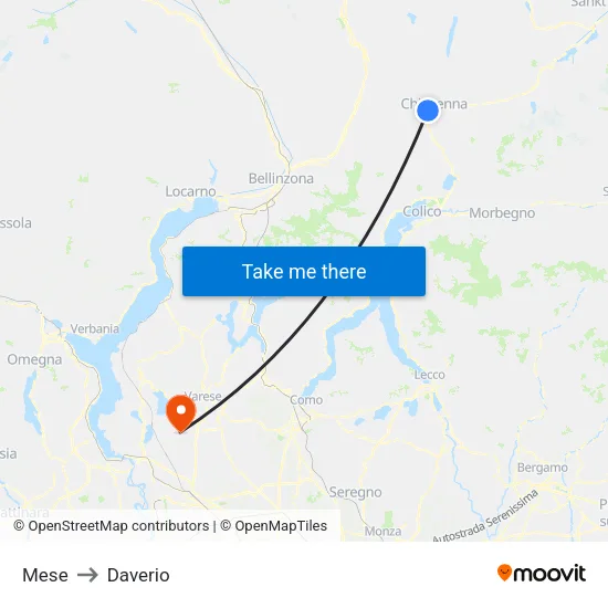 Mese to Daverio map