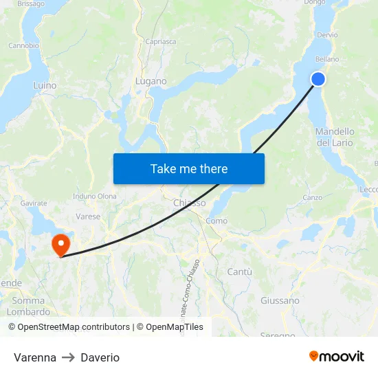 Varenna to Daverio map