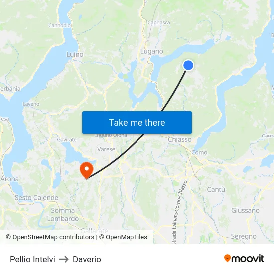 Pellio Intelvi to Daverio map