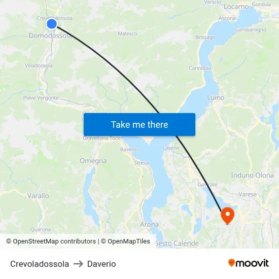 Crevoladossola to Daverio map