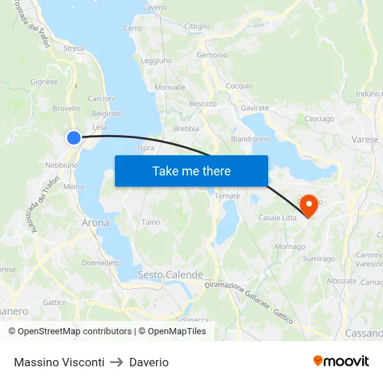 Massino Visconti to Daverio map