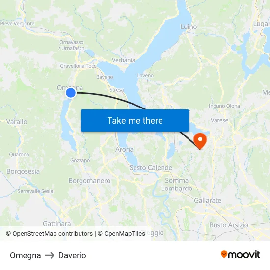 Omegna to Daverio map