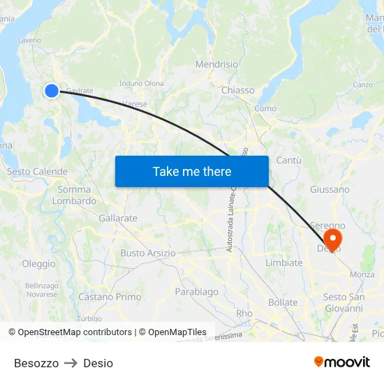 Besozzo to Desio map