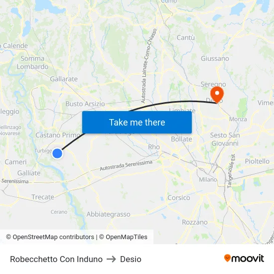 Robecchetto Con Induno to Desio map
