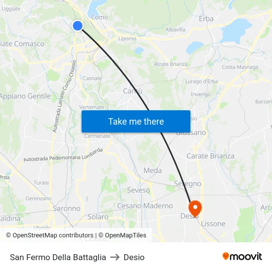 San Fermo Della Battaglia to Desio map
