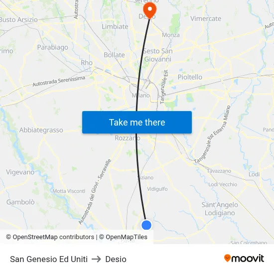 San Genesio Ed Uniti to Desio map