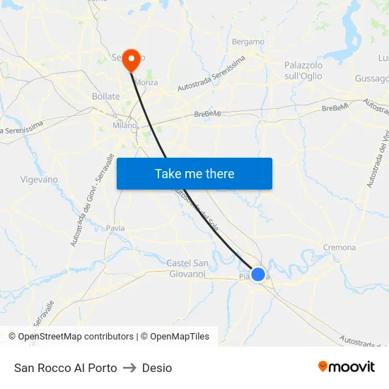 San Rocco Al Porto to Desio map