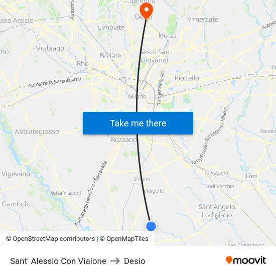 Sant'Alessio con Vialone to Desio map