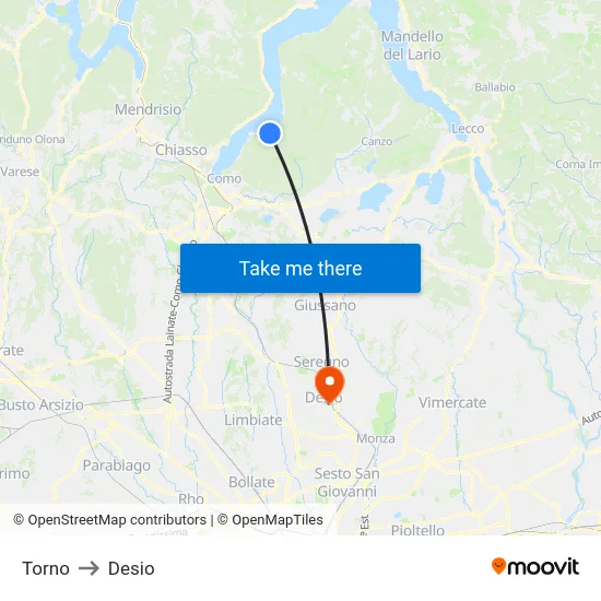 Torno to Desio map