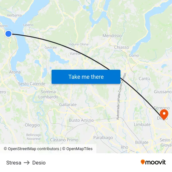 Stresa to Desio map