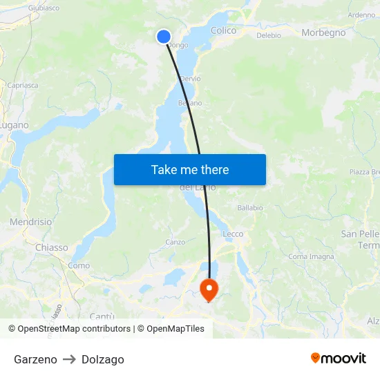Garzeno to Dolzago map