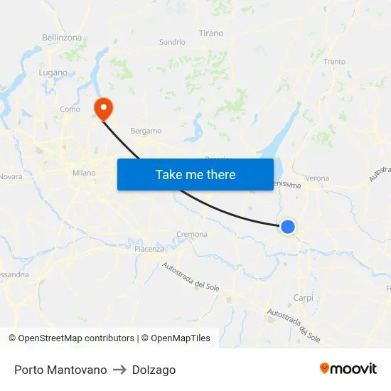 Porto Mantovano to Dolzago map