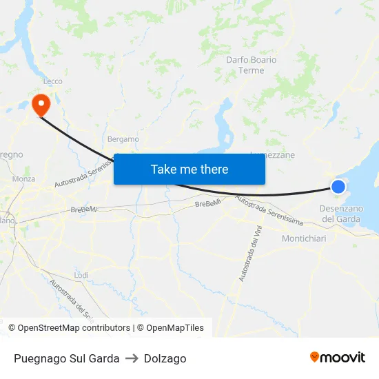 Puegnago sul Garda to Dolzago map