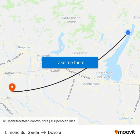 Limone Sul Garda to Dovera map