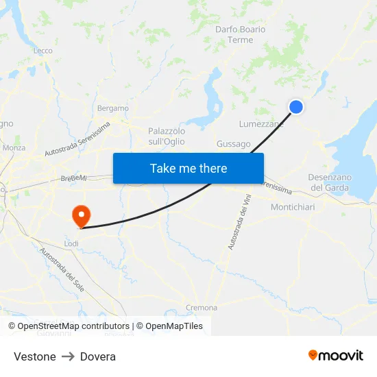 Vestone to Dovera map