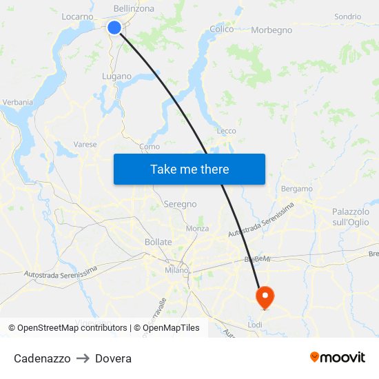 Cadenazzo to Dovera map