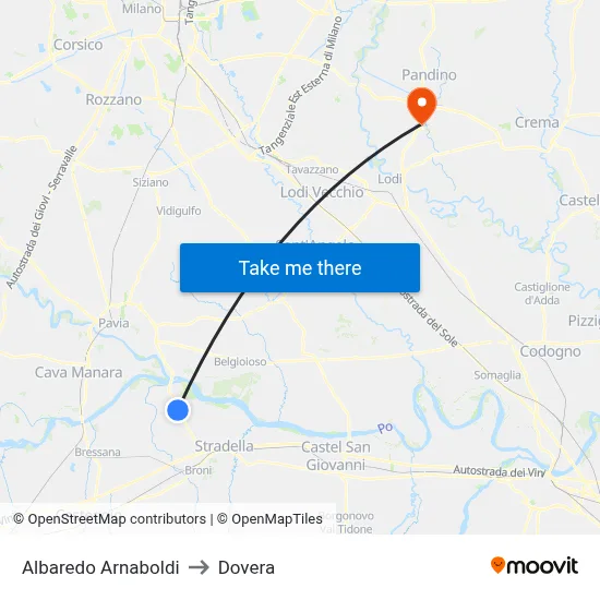 Albaredo Arnaboldi to Dovera map