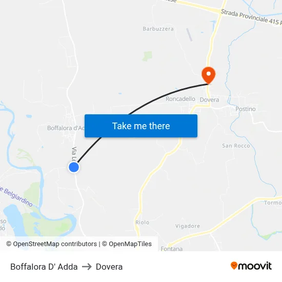 Boffalora D'Adda to Dovera map