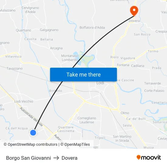 Borgo San Giovanni to Dovera map