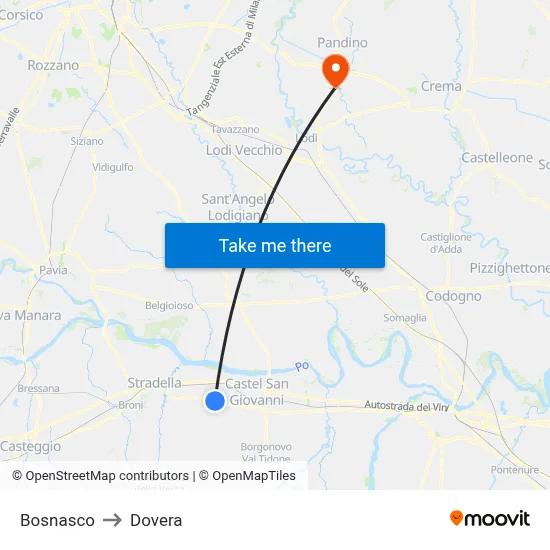 Bosnasco to Dovera map