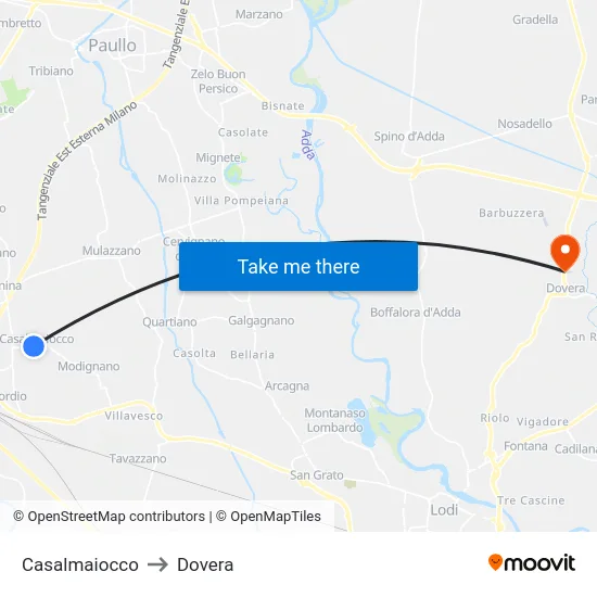 Casalmaiocco to Dovera map