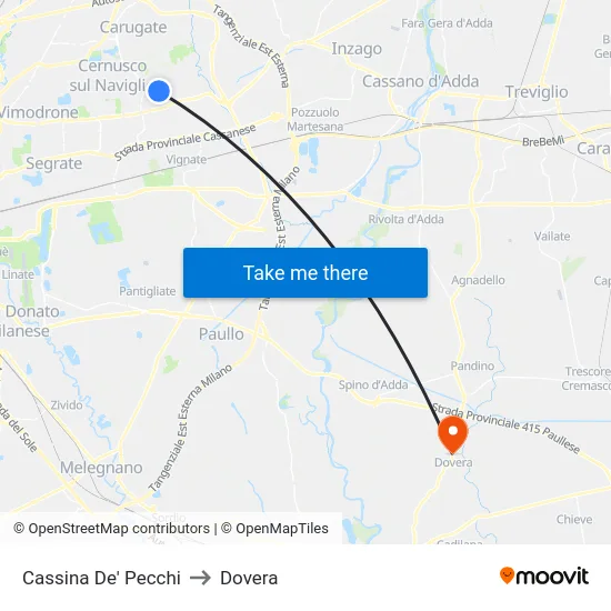 Cassina De' Pecchi to Dovera map