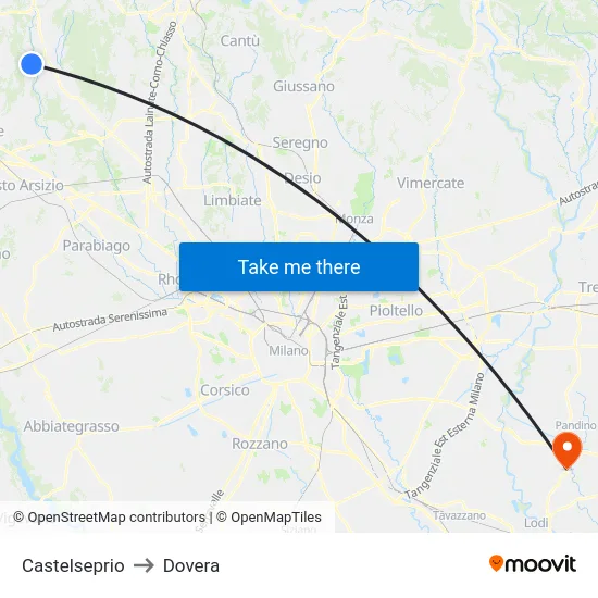 Castelseprio to Dovera map