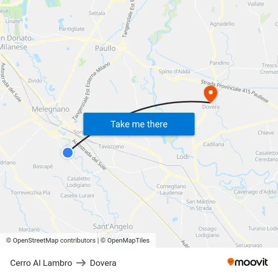 Cerro Al Lambro to Dovera map