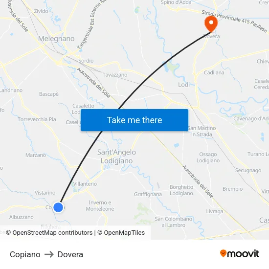 Copiano to Dovera map