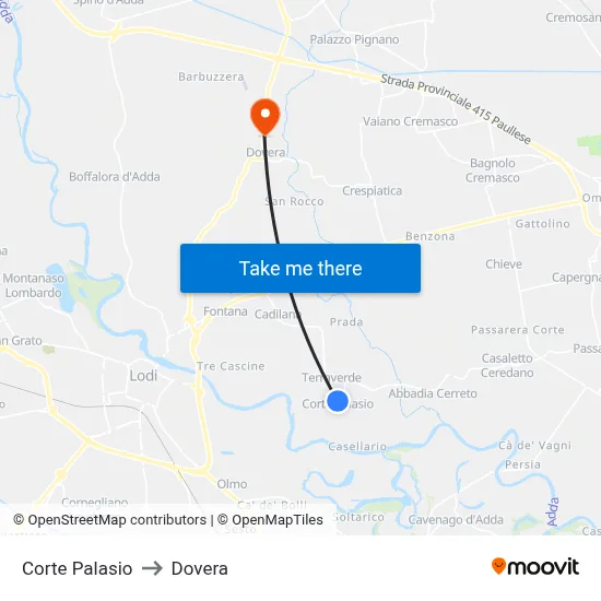 Corte Palasio to Dovera map