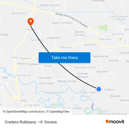 Credera Rubbiano to Dovera map