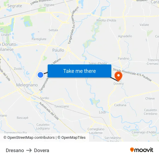 Dresano to Dovera map