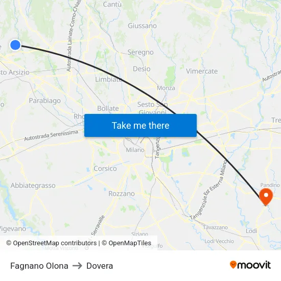 Fagnano Olona to Dovera map