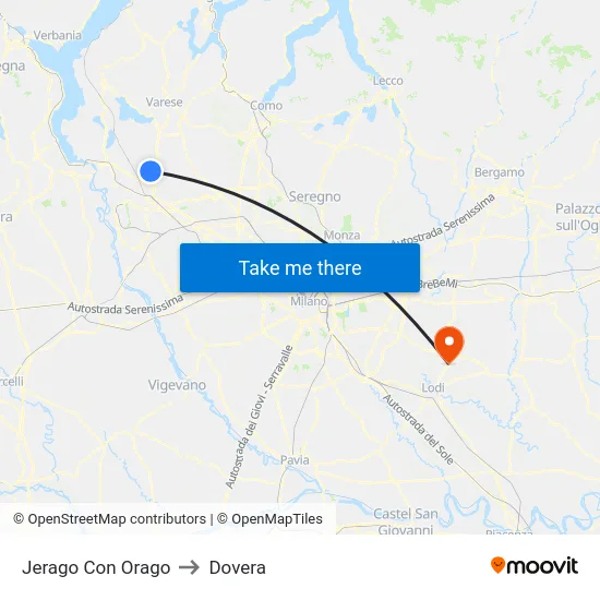 Jerago con Orago to Dovera map