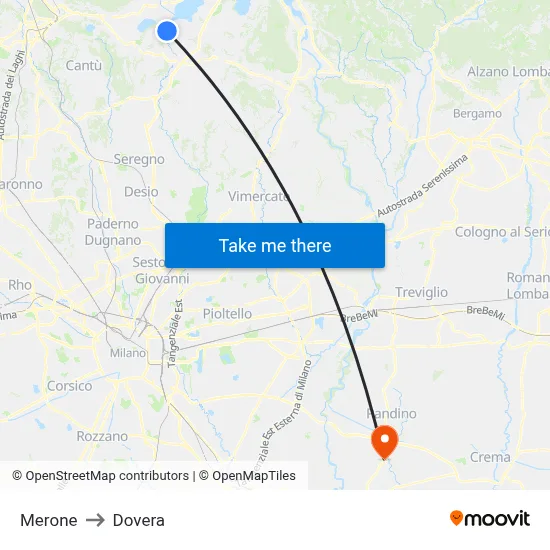 Merone to Dovera map