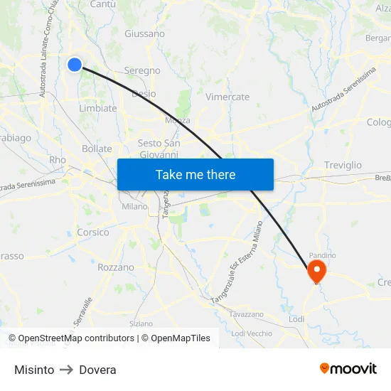 Misinto to Dovera map