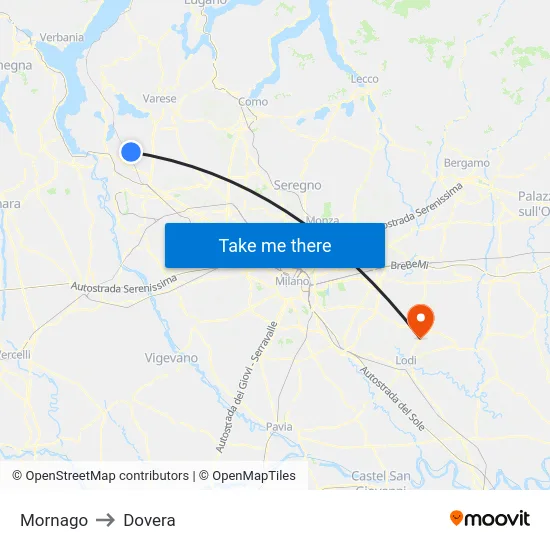 Mornago to Dovera map