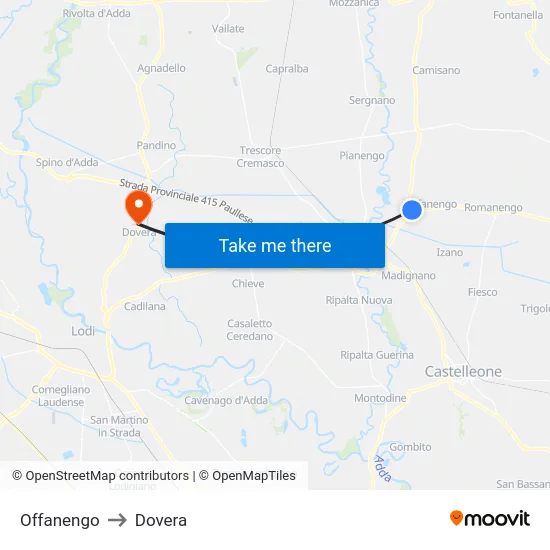 Offanengo to Dovera map